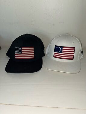 Branded Bills Black & White Flag Patch Snapback Hats